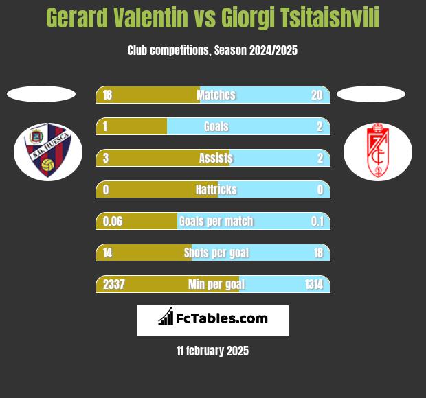 Gerard Valentin vs Giorgi Tsitaishvili h2h player stats