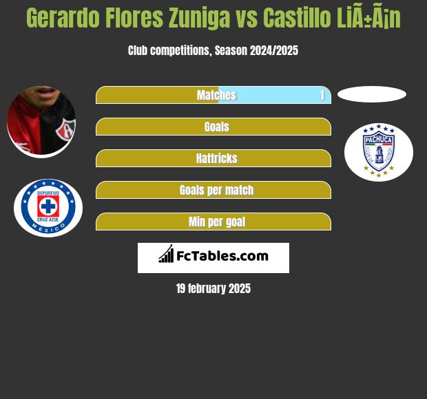 Gerardo Flores Zuniga vs Castillo LiÃ±Ã¡n h2h player stats