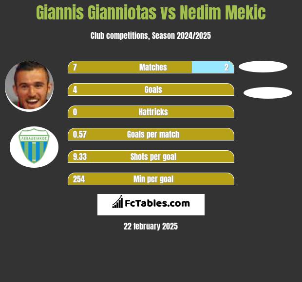 Giannis Gianniotas vs Nedim Mekic h2h player stats