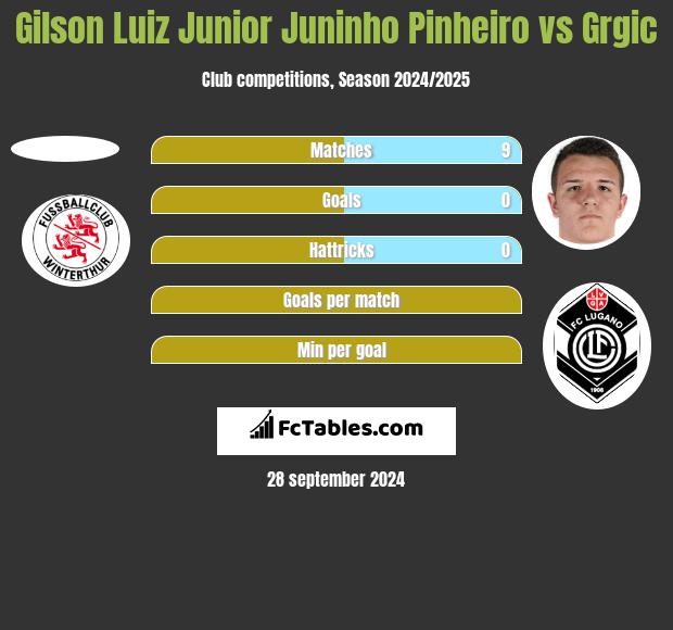 Gilson Luiz Junior Juninho Pinheiro vs Grgic h2h player stats