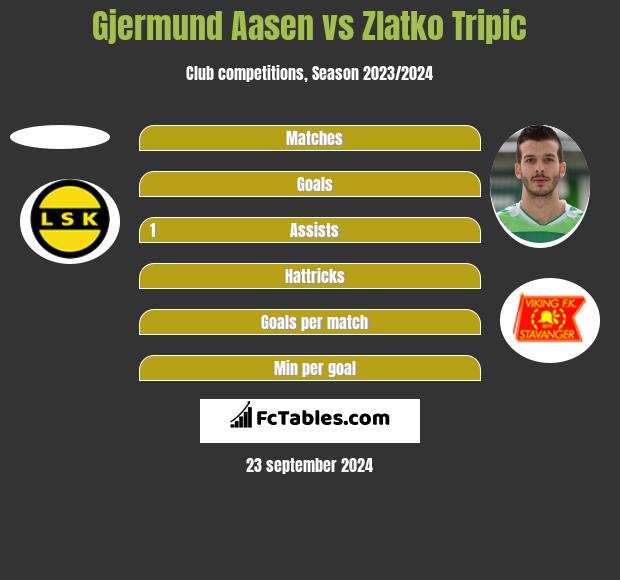 Gjermund Aasen vs Zlatko Tripic h2h player stats