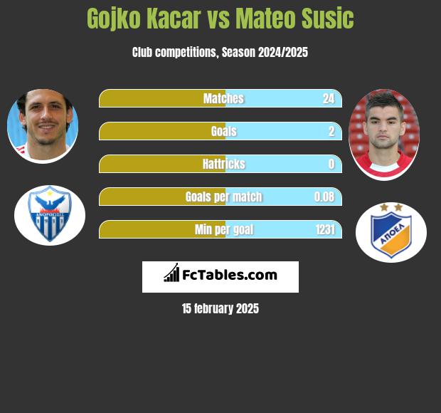 Gojko Kacar vs Mateo Susic h2h player stats