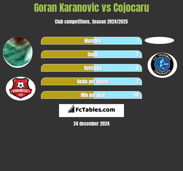 Goran Karanovic vs Cojocaru h2h player stats