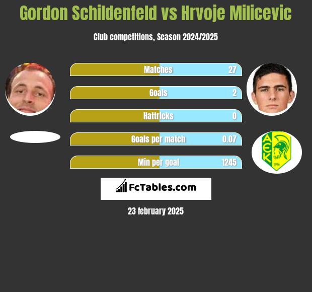 Gordon Schildenfeld vs Hrvoje Milicevic h2h player stats