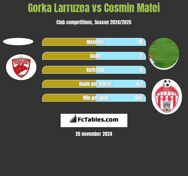 Gorka Larruzea vs Cosmin Matei h2h player stats