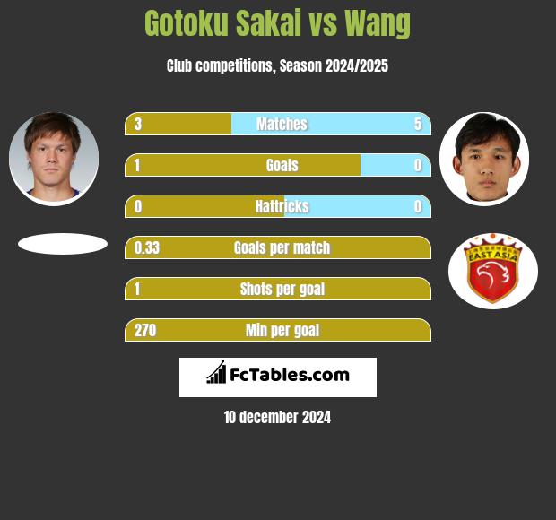 Gotoku Sakai vs Wang h2h player stats