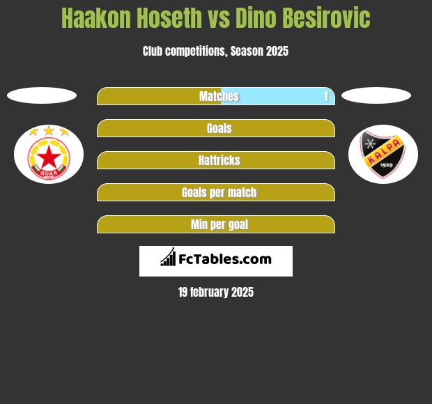 Haakon Hoseth vs Dino Besirovic h2h player stats