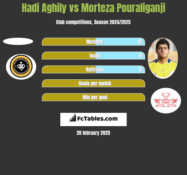 Hadi Aghily vs Morteza Pouraliganji h2h player stats