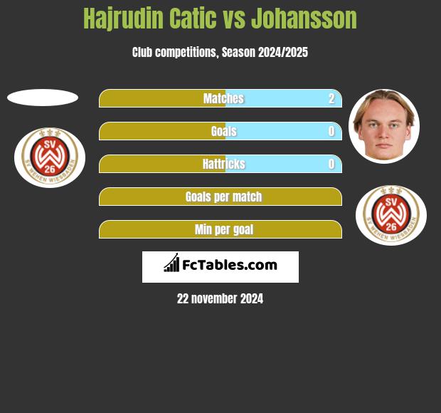 Hajrudin Catic vs Johansson h2h player stats