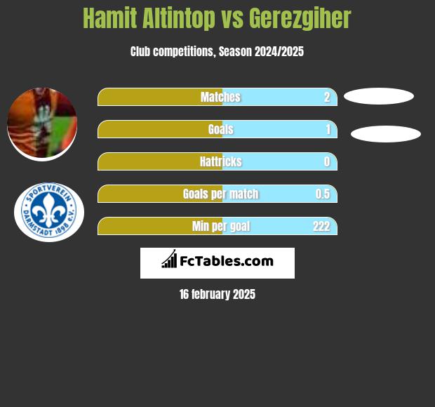 Hamit Altintop vs Gerezgiher h2h player stats