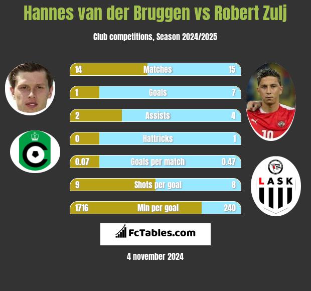 Hannes van der Bruggen vs Robert Zulj h2h player stats