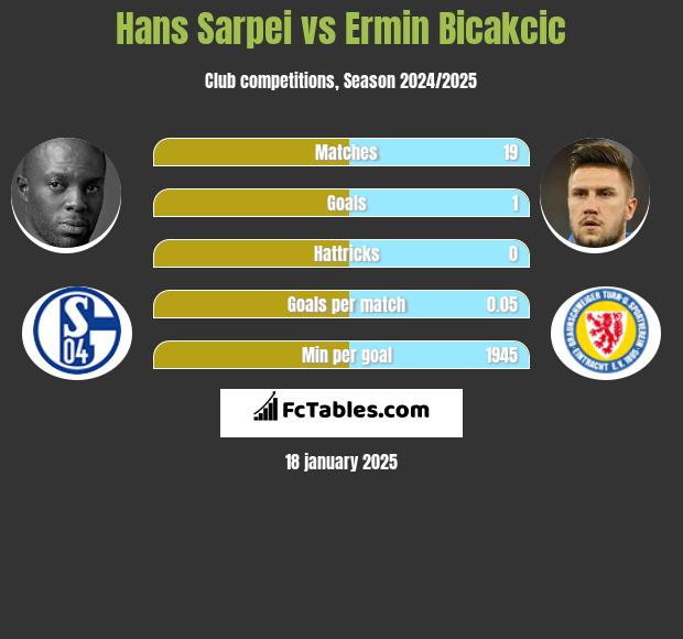 Hans Sarpei vs Ermin Bicakcic h2h player stats