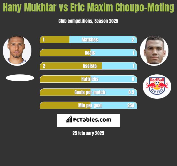 Hany Mukhtar vs Eric Choupo-Moting h2h player stats