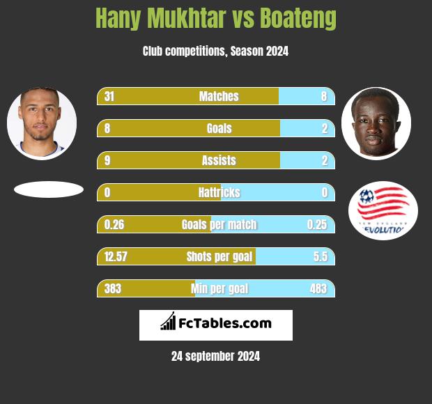 Hany Mukhtar vs Boateng h2h player stats