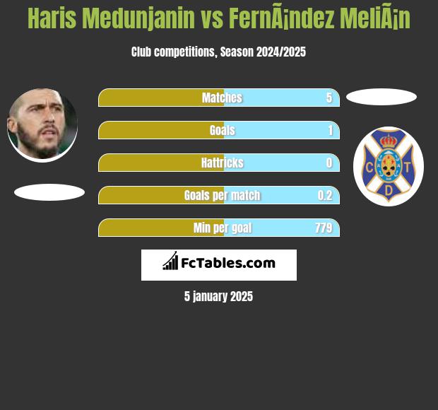 Haris Medunjanin vs FernÃ¡ndez MeliÃ¡n h2h player stats