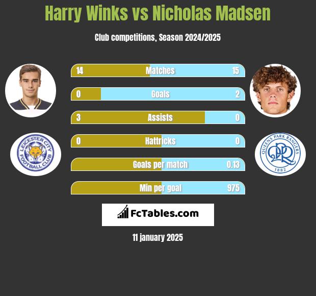 Harry Winks vs Nicholas Madsen h2h player stats