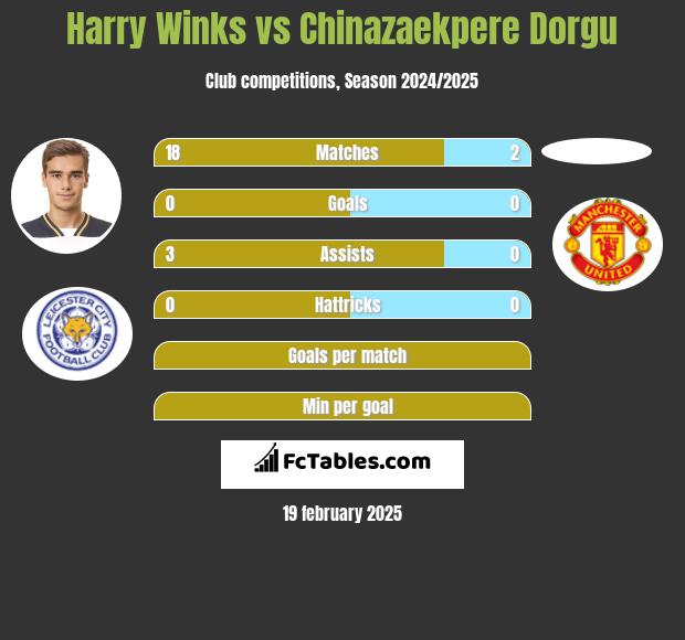 Harry Winks vs Chinazaekpere Dorgu h2h player stats