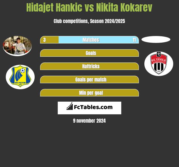 Hidajet Hankic vs Nikita Kokarev h2h player stats