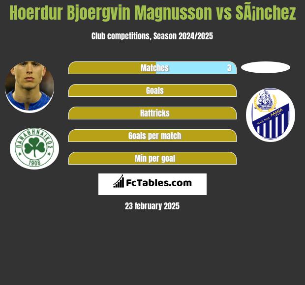 Hoerdur Bjoergvin Magnusson vs SÃ¡nchez h2h player stats