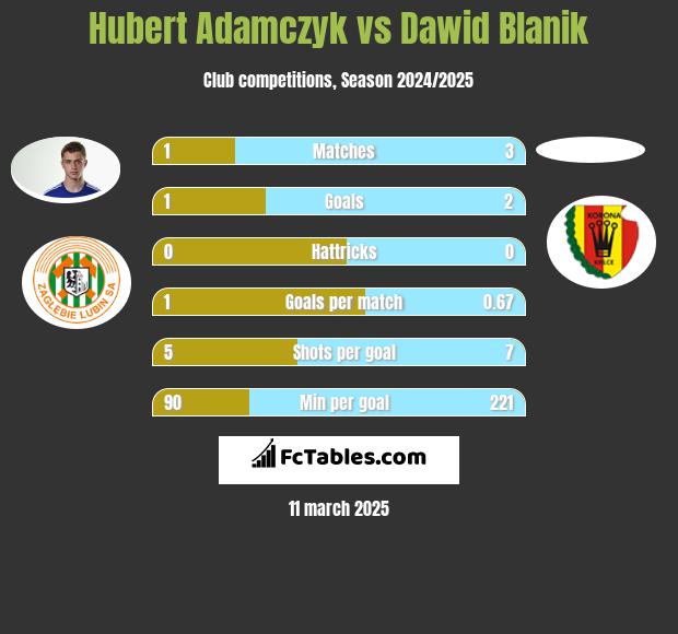 Hubert Adamczyk vs Dawid Blanik h2h player stats