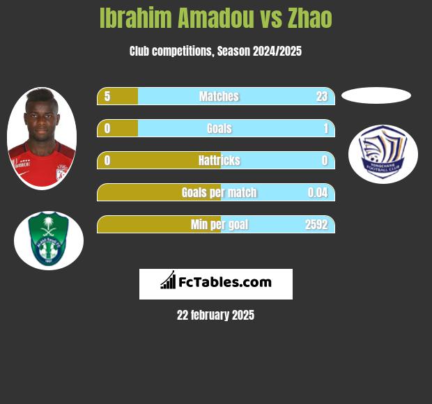 Ibrahim Amadou vs Zhao h2h player stats