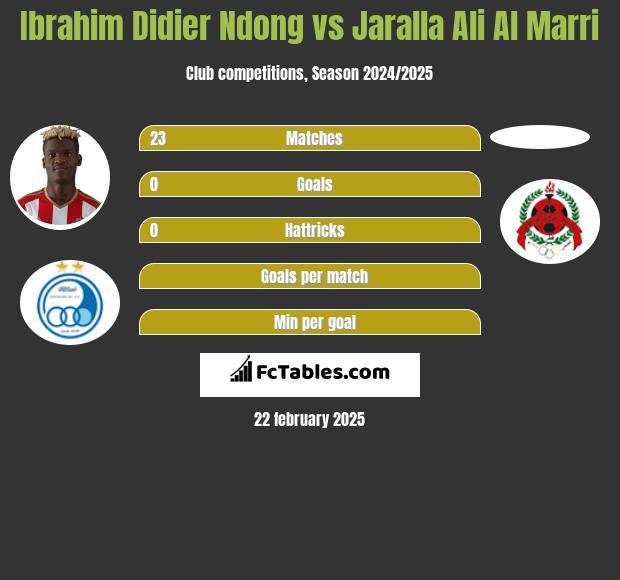 Ibrahim Didier Ndong vs Jaralla Ali Al Marri h2h player stats