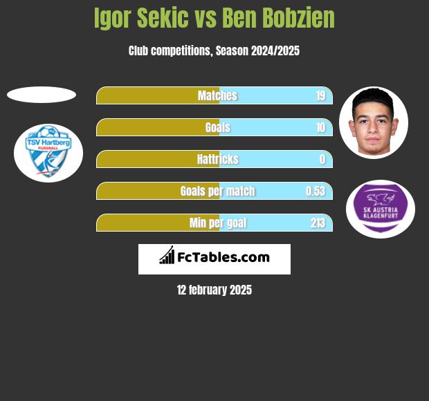 Igor Sekic vs Ben Bobzien h2h player stats