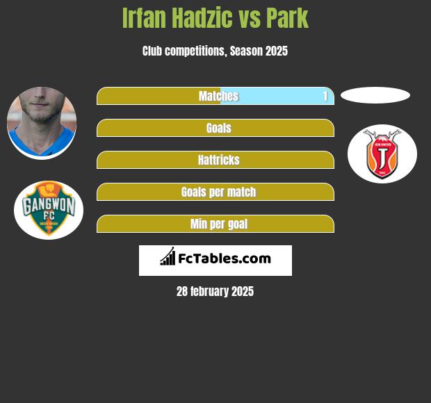 Irfan Hadzic vs Park h2h player stats