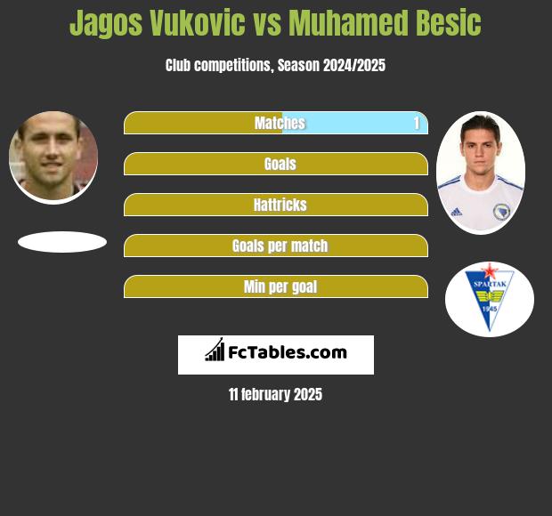 Jagos Vukovic vs Muhamed Besić h2h player stats