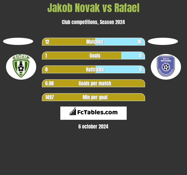 Jakob Novak vs Rafael h2h player stats