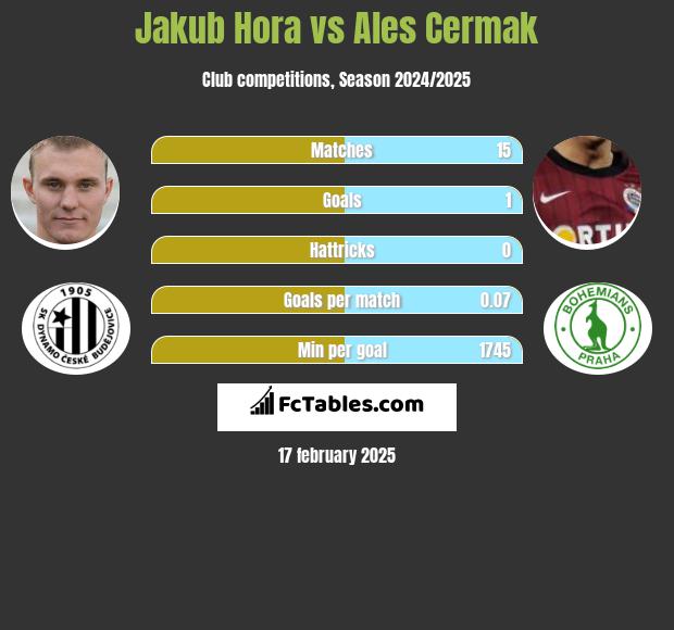 Jakub Hora vs Ales Cermak h2h player stats