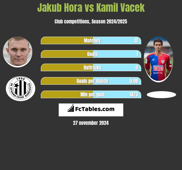 Jakub Hora vs Kamil Vacek h2h player stats