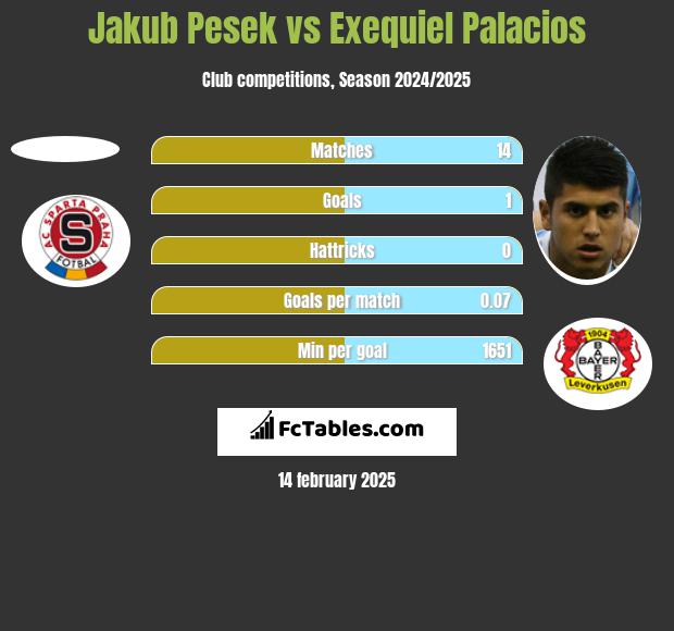 Jakub Pesek vs Exequiel Palacios h2h player stats