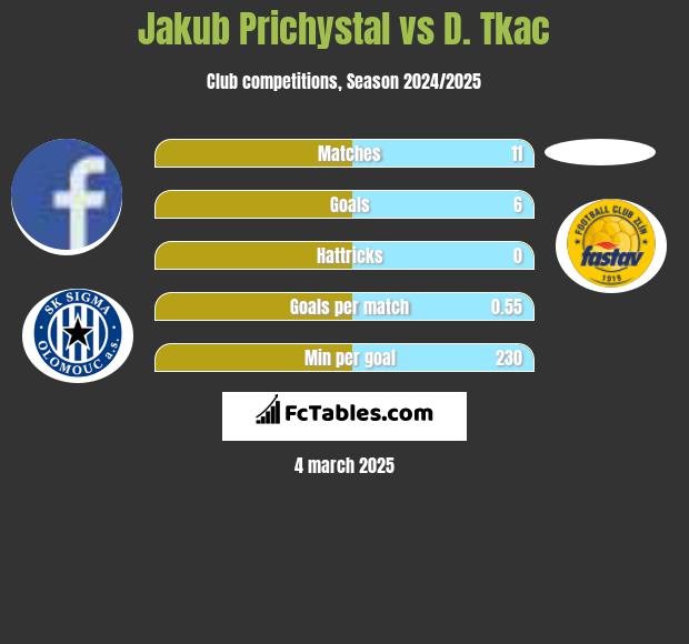 Jakub Prichystal vs D. Tkac h2h player stats