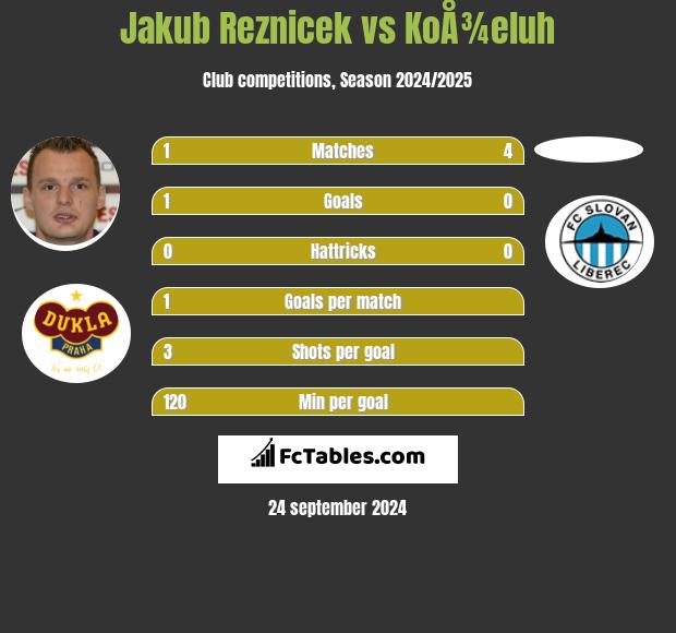 Jakub Reznicek vs KoÅ¾eluh h2h player stats