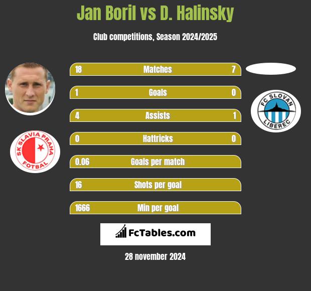 Jan Boril vs D. Halinsky h2h player stats