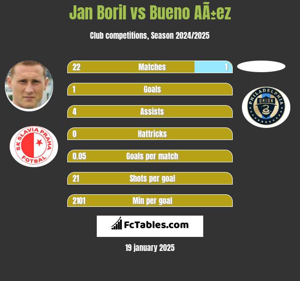 Jan Boril vs Bueno AÃ±ez h2h player stats