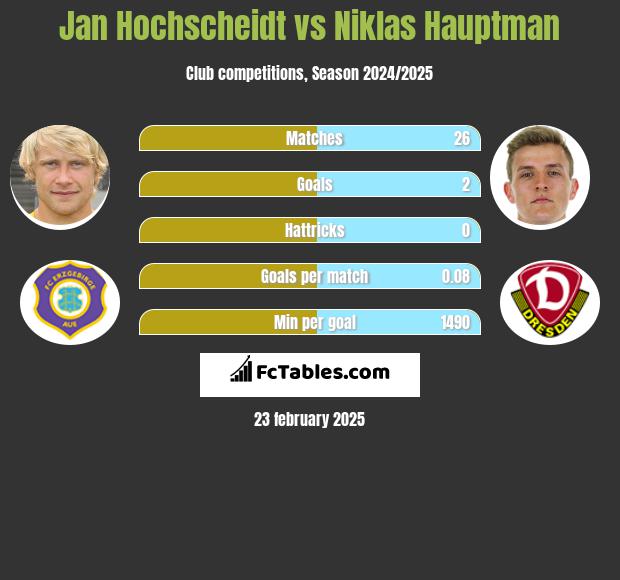 Jan Hochscheidt vs Niklas Hauptman h2h player stats