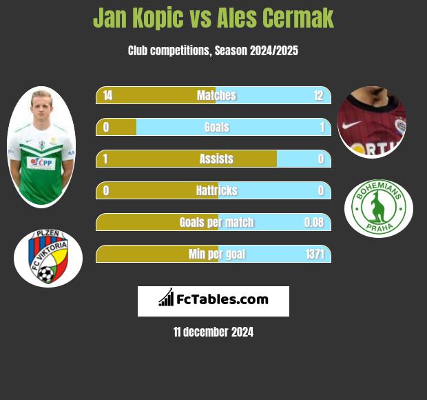 Jan Kopic vs Ales Cermak h2h player stats