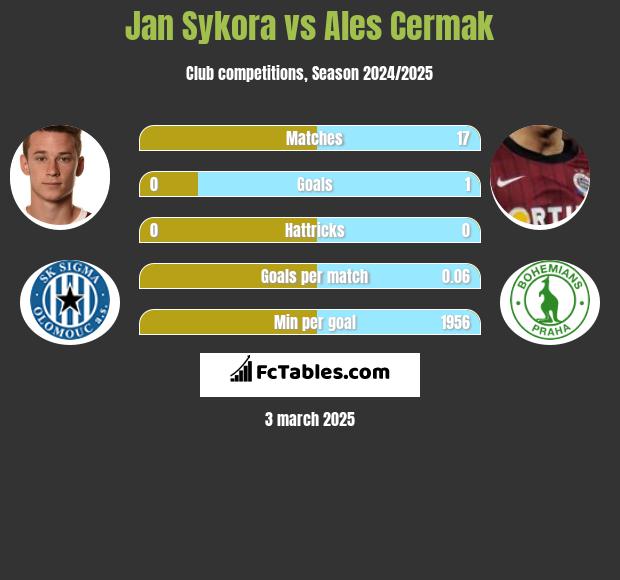 Jan Sykora vs Ales Cermak h2h player stats