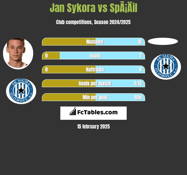 Jan Sykora vs SpÃ¡Äil h2h player stats