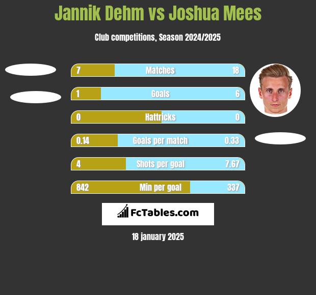 Jannik Dehm vs Joshua Mees h2h player stats