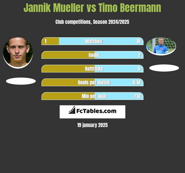 Jannik Mueller vs Timo Beermann h2h player stats