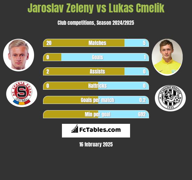 Jaroslav Zeleny vs Lukas Cmelik h2h player stats