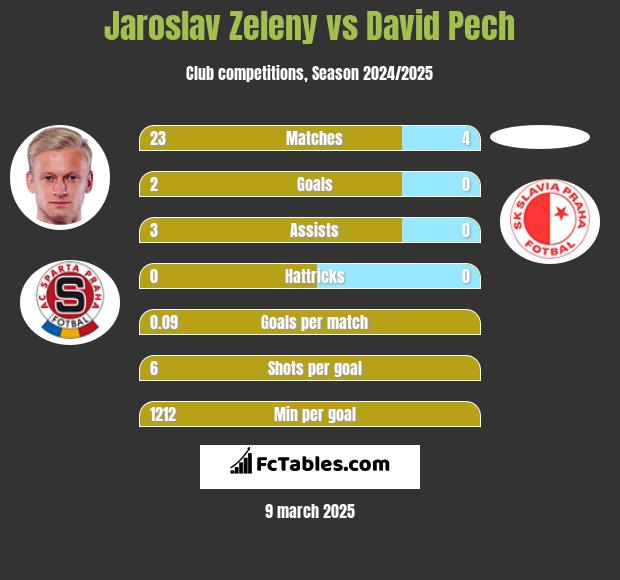 Jaroslav Zeleny vs David Pech h2h player stats