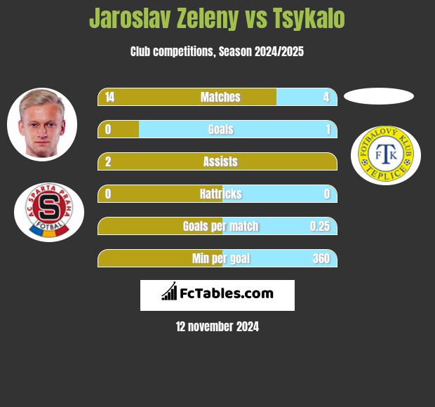 Jaroslav Zeleny vs Tsykalo h2h player stats