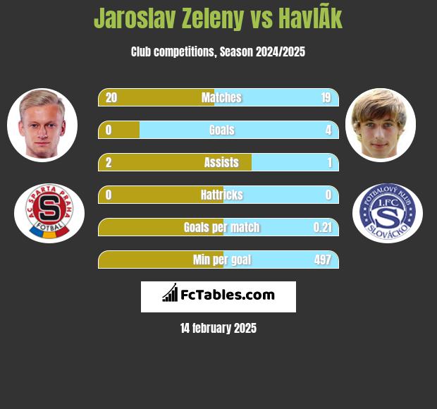 Jaroslav Zeleny vs HavlÃ­k h2h player stats