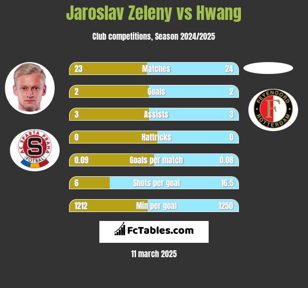 Jaroslav Zeleny vs Hwang h2h player stats