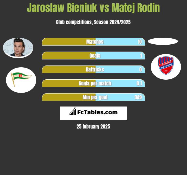 Jaroslaw Bieniuk vs Matej Rodin h2h player stats