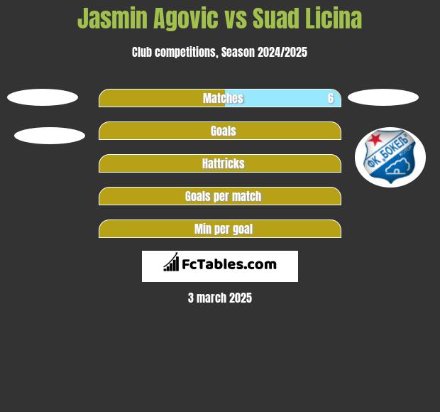 Jasmin Agovic vs Suad Licina h2h player stats